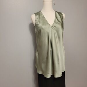 Ralph Lauren Purple Label Gwinnett Washed Satin Blouse Womens 12 Green $990